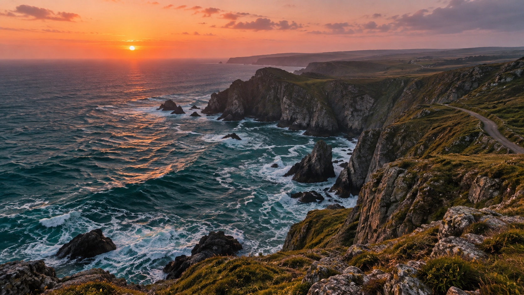 Atlantic coastline at sunset; sample image prepared for the product demo